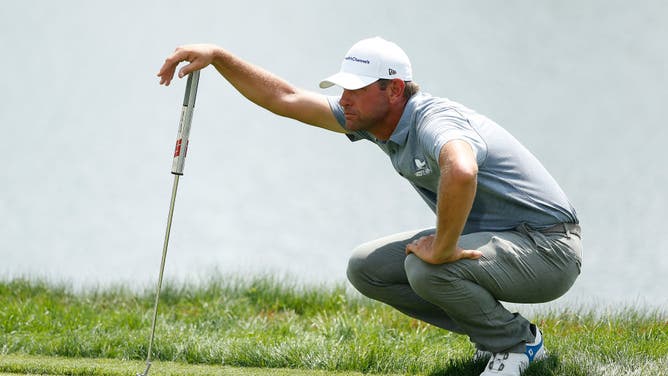 Lucas Glover looks over a putt on the 17th green during the final round of the 3M Open 2019 at TPC Twin Cities in Blaine, Minnesota.