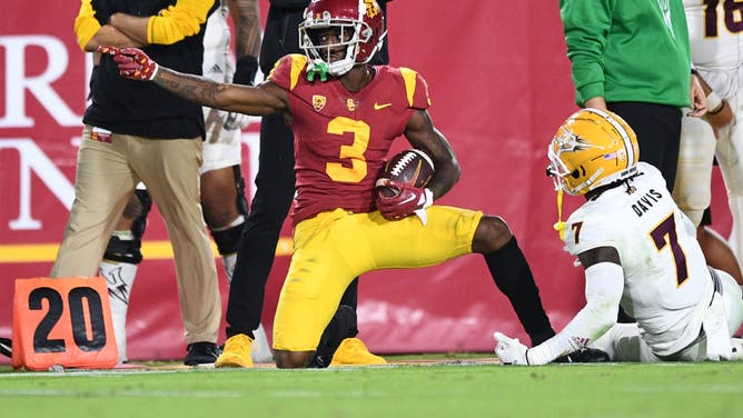 USC's Jordan Addison would immediately improve Baltimore's receiver corps, so we like them to trade up in our mock draft to grab the talented wide out.