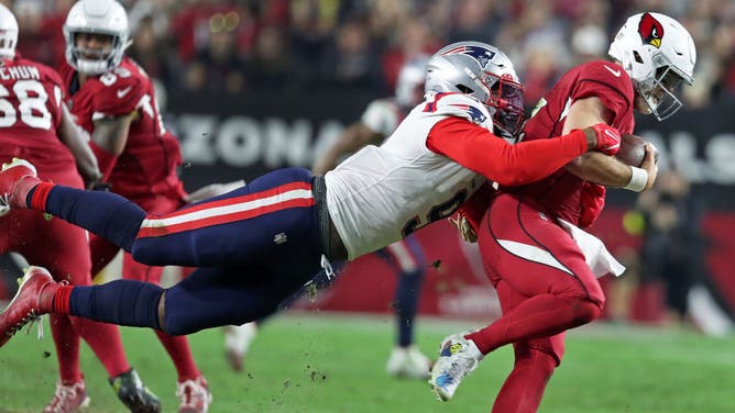 New England Patriots LB Matthew Judon sacks Arizona Cardinals QB Colt McCoy. This game led to a 