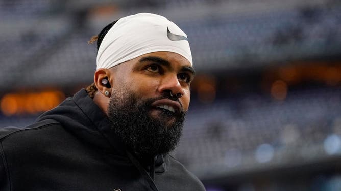 Ezekiel Elliott met with the New England Patriots on Saturday but the 28-year-old running back remains an NFL free agent.