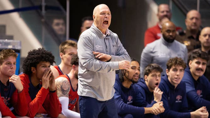Saint Marys Gaels head coach Rudy Bennett shouts at his team during their game vs. the BYU Cougars at the Marriott Center in Provo, Utah.