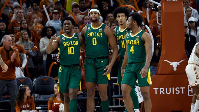 Baylor Bears huddles during the game against the Texas Longhorns at the Moody Center in Austin, Texas.