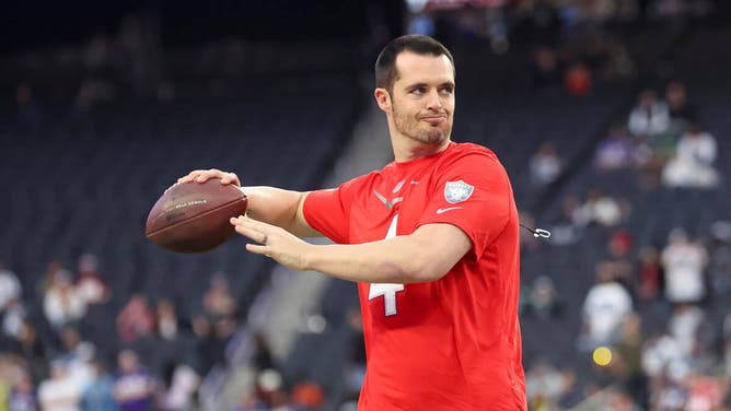 Former Las Vegas Raiders quarterback Derek Carr warms up before the NFL Pro Bowl Games.Where will he end up in free agency?