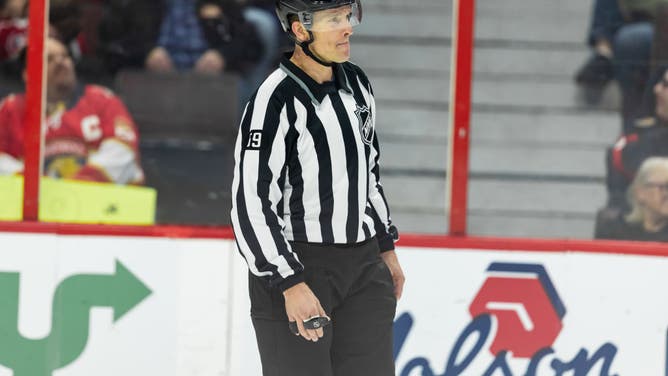 NHL linesman Steve Barton took a stick to the face while officiating a game between the New York Rangers and Vancouver Canucks.