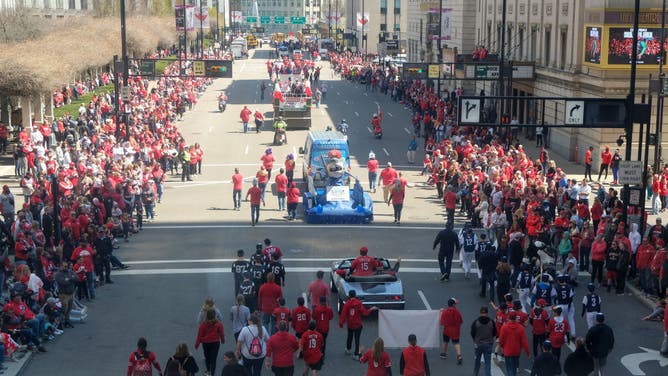 An overall during the Findlay Market Reds Opening Day Parade on March 30, 2023 in Cincinnati, OH.