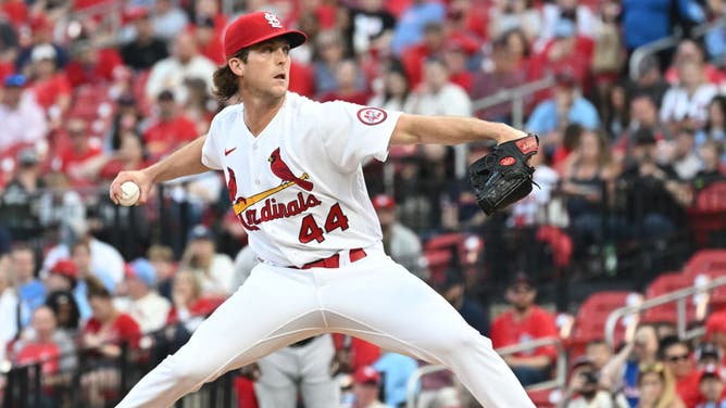 Cardinals' Jake Woodford pitches against the Atlanta Braves at Busch Stadium, in St. Louis, MO.