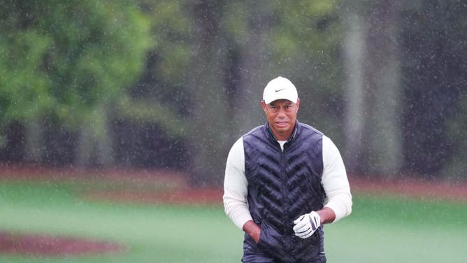 Tiger Woods of the United States is seen during the second round of the 2023 Masters golf tournament at Augusta National Golf Club, likely his last competitive round in 2023 following his withdrawal from the US Open.