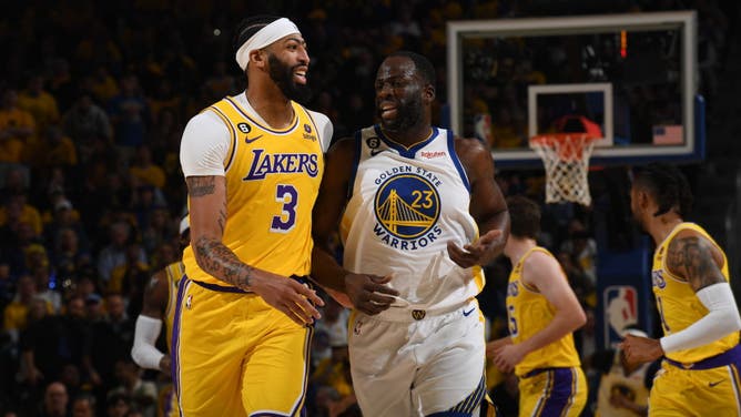 Warriors PF Draymond Green defends Lakers PF Anthony Davis during Game 5 of the Western Conference Semifinals at Chase Center in San Francisco.