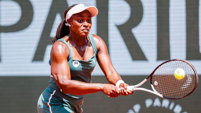 Sloane Stephens during the 2023 French Open tennis tournament at Roland Garros.