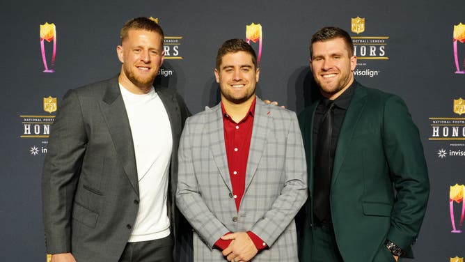 J.J. Watt, Derek Watt, and T. J. Watt attend the 11th Annual NFL Honors at YouTube Theater. Could three all play for the Pittsburgh Steelers in 2023?