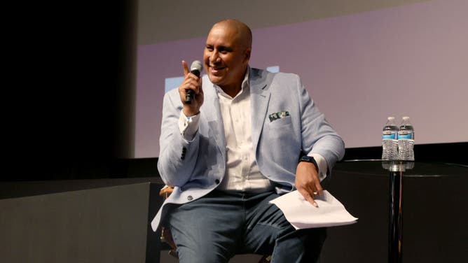 ESPN reporter Marc Spears speaks onstage during the “Game Change Game” Premiere Event in New York City.