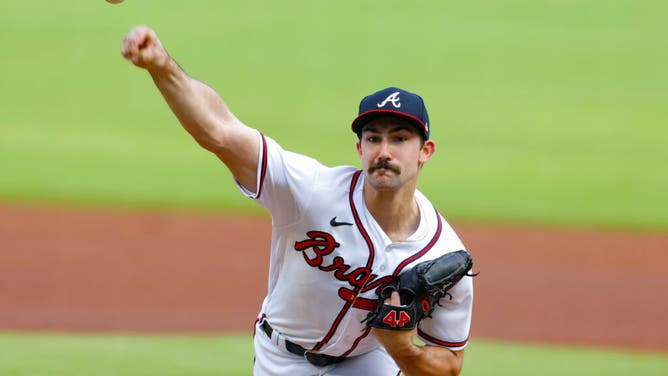 Spencer Strider #65 of the Atlanta Braves pitches during the first inning against the New York Mets at Truist Park