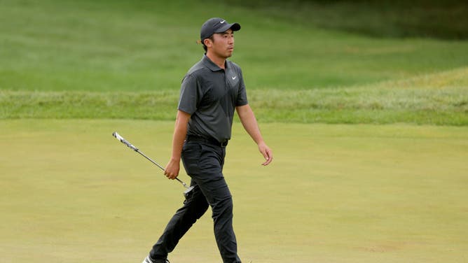 Doug Ghim walks to the 1st green during the 3rd round of the 3M Open 2022 at TPC Twin Cities.