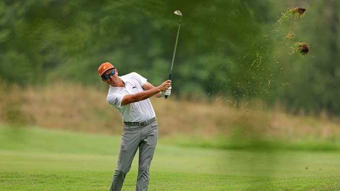 Rickie Fowler plays an approach shot during the 1st round of the FedEx St. Jude Championship at TPC Southwind.