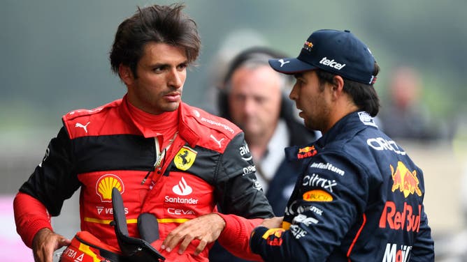 Ferrari driver Carlos Sainz and Red Bull driver Sergio Perez