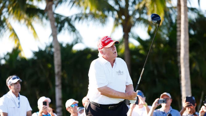 Donald Trump took a shot at Joe Biden at the LIV Golf Pro-Am at Doral.