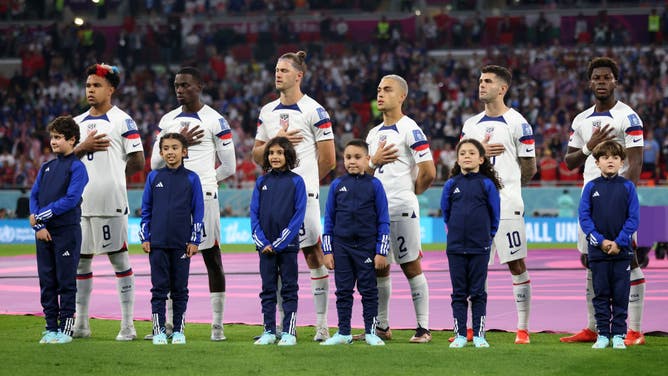 US Soccer stands for the national anthem at the World Cup