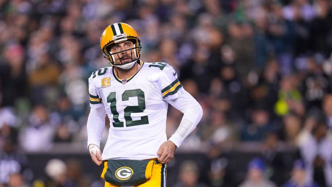 Green Bay Packers QB Aaron Rodgers is dismayed while playing the Philadelphia Eagles at Lincoln Financial Field in Philadelphia.