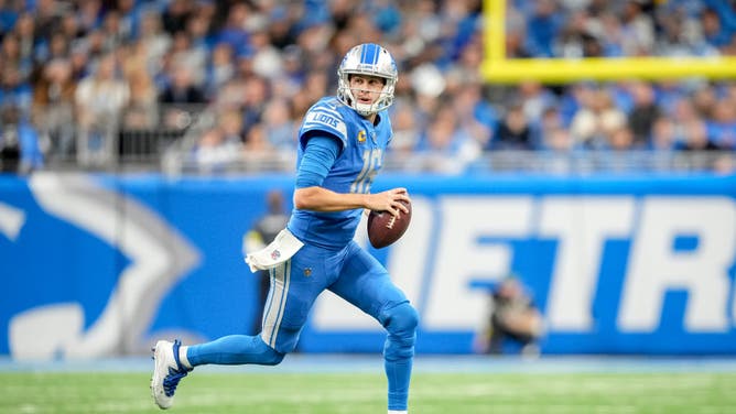 Detroit Lions QB Jared Goff rolls out against the Jacksonville Jaguars at Ford Field in Detroit.