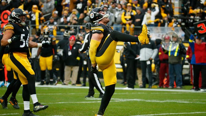 Pittsburgh Steelers pass rusher T.J. Watt reacts after a play against the Baltimore Ravens at Acrisure Stadium in Pittsburgh, Pennsylvania.