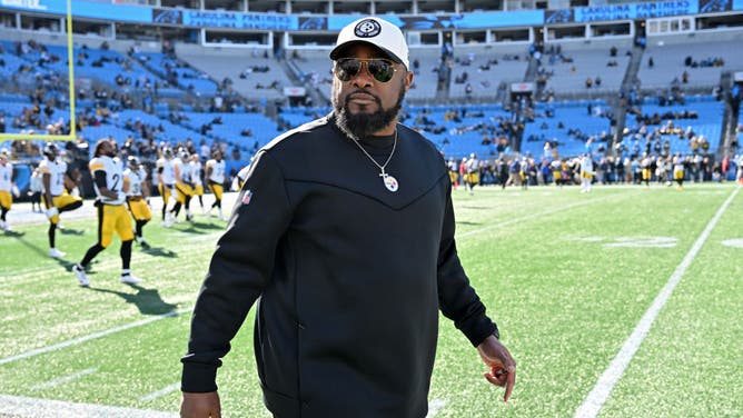 Pittsburgh Steelers coach Mike Tomlin looks on prior to a game against the Carolina Panthers at Bank of America Stadium in Charlotte, North Carolina.