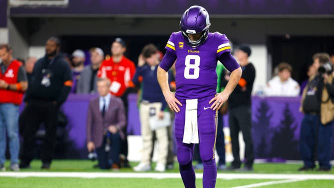 Vikings QB Kirk Cousins is dejected during the 4th quarter vs. the New York Giants in a 2022 NFC Wild Card playoff game at U.S. Bank Stadium in Minneapolis.