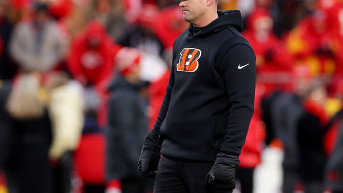 Head coach Zac Taylor of the Cincinnati Bengals looks on prior to the AFC Championship Game.