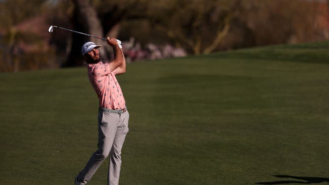 Max Homa of the United States plays an approach shot during the final round of the WM Phoenix Open at TPC Scottsdale.