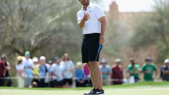 Matt Wolff of Smash GC reacts to a missed putt during a LIV Golf event.