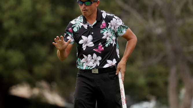 Rickie Fowler reacts after making birdie during the WGC-Dell Technologies Match Play at Austin Country Club in Texas.