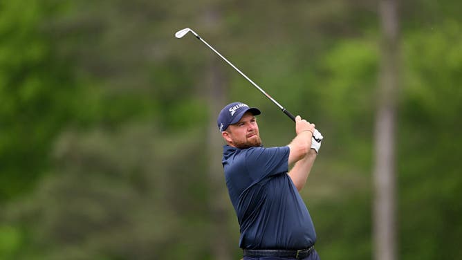 Shane Lowry plays his shot during the 2nd round of the 2023 Masters Tournament at Augusta in Georgia.