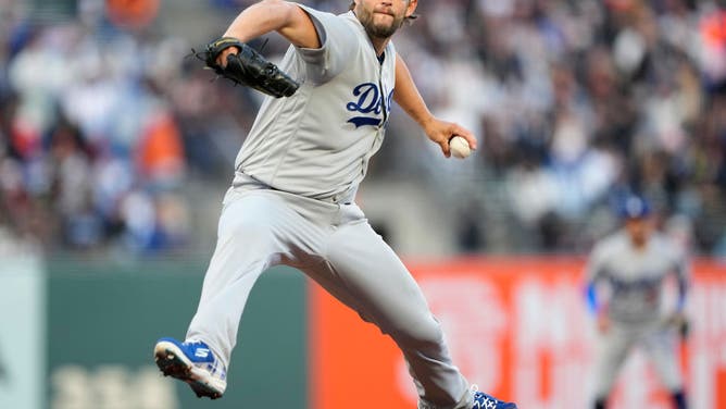 Dodgers' Clayton Kershaw pitches against the San Francisco Giants at Oracle Park in San Francisco.