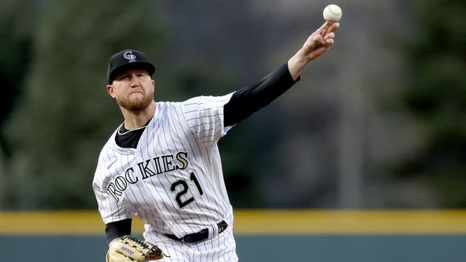 Rockies starter Kyle Freeland throws against the Diamondbacks in the 1st inning at Coors Field in Denver.