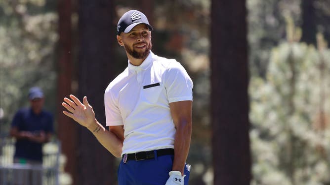 Steph Curry wins the American Century Championship, a celebrity golf tournament, with an eagle on the final hole and some help from a fan.