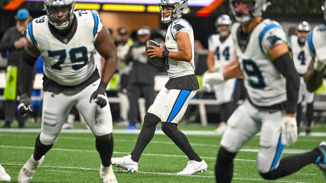 Carolina Panthers rookie QB Bryce Young threw his first career touchdown pass to tight end Hayden Hurst, who tossed the ball into the stands.