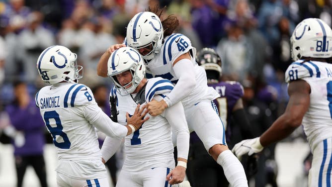 The Colts upset the Ravens by hitting on five field goals, mostly from long range.