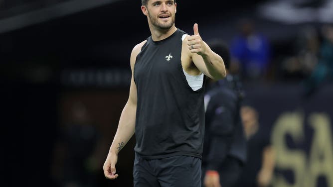 Derek Carr was all smiles prior to Thursday Night Football between the New Orleans Saints and Jacksonville Jaguars, but not so much at halftime.