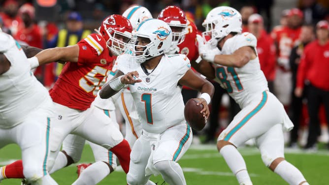 Dolphins quarterback Tua Tagovailoa and his teammates have been unable to beat a team with a winning record such as the Chiefs.