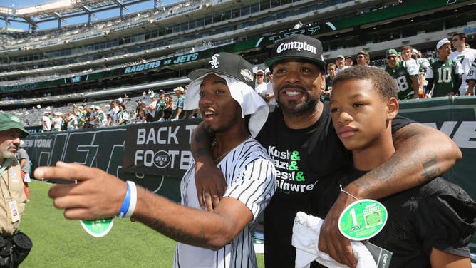 Rapper/actor Method Man (Clifford Smith) and his sons attend a New York Jets game at MetLife stadium during the 2014 NFL season.