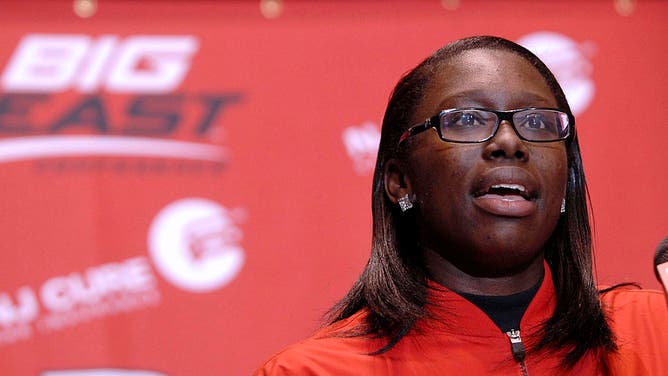 Essence Carson, Rutgers University's women's basketball team captain, speaks during a news conference regarding comments made by CBS radio host Don Imus.