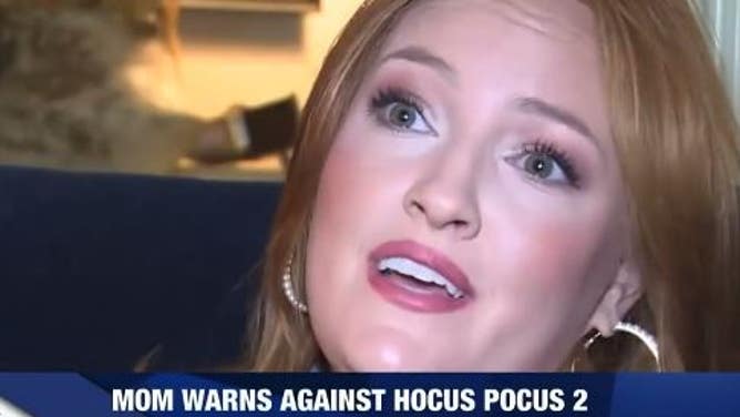 Screenshot of Texas Mom, Jamie Gooch, talking about Hocus Pocus 2