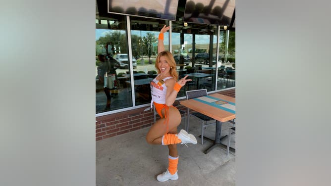 Hooters Girl scarlett at Miss Hooters international pageant in Las Vegas at Caesars Palace