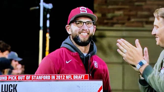 Former Stanford Quarterback Andrew Luck was in Boulder Friday night to watch his Stanford Cardinals play Colorado. via; Colorado Athletics