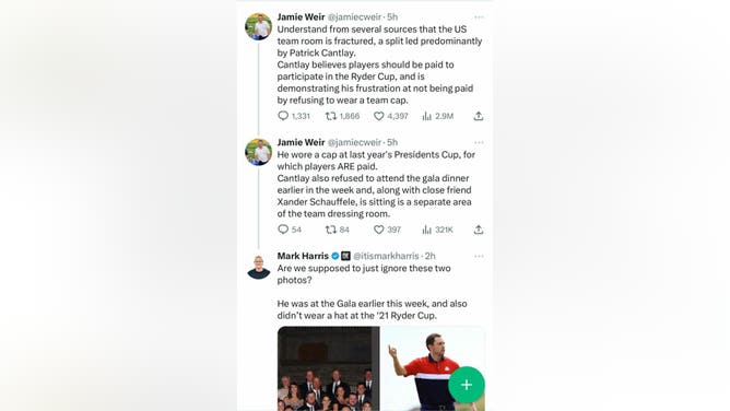 OutKick's Mark Harris weighing in on the Patrick Cantlay-Ryder Cup hat controversy via Twitter.