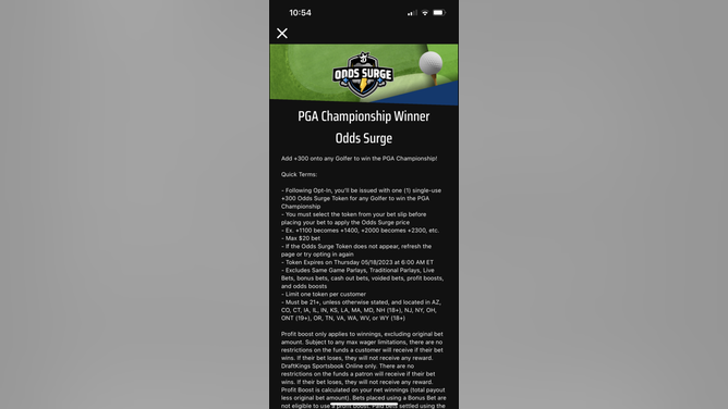 DraftKings Sportsbook's odds surge for outright bets to win the 2023 PGA Championship.