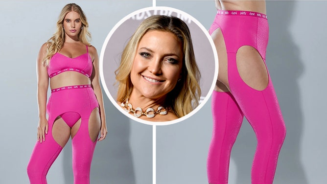 Kate Hudson showcases her honed physique in a pink sports bra and black  leggings for workout