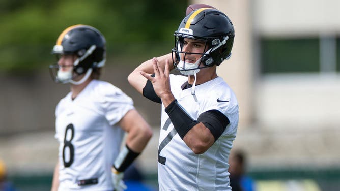 Steelers quarterback Mason Rudolph drawing trade interest. (Photo by Brandon Sloter/Icon Sportswire via Getty Images)