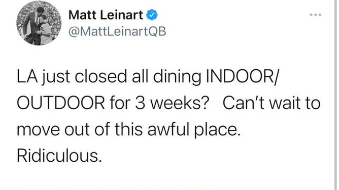 Matt Leinart California deleted tweet