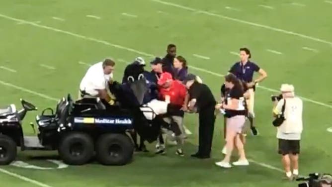 Ravens Mascot Poe Carted Off After Suffering Leg Injury - Outkick | OutKick