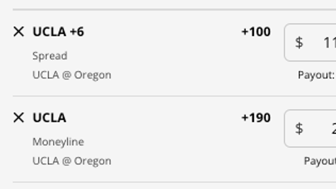 UCLA Bruins odds' vs. the Oregon Ducks at DraftKings Sportsbook as of Saturday, Oct. 22 at 8:00 a.m. ET.